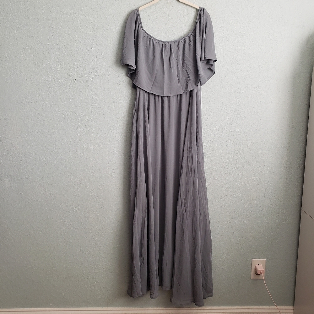 Baltic Born Dusty Blue Sonia Off Shoulder Maxi Dress - Picture 6 of 6